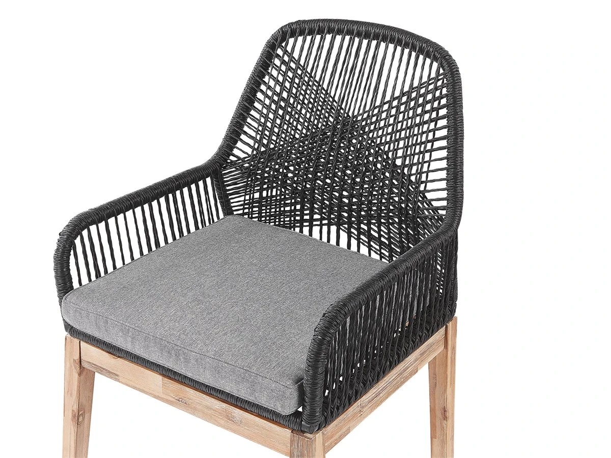 Conjunto De 2 Sillas De Jardín Negro/madera Clara/gris Claro OLBIA - Imagen 7