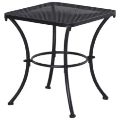 Outsunny Mesa De Jardín Cuadrada Mesa Auxiliar Exterior Con Estructura De Metal Para Patio Terraza Balcón Carga 30 Kg 45x45x50 Cm Negro