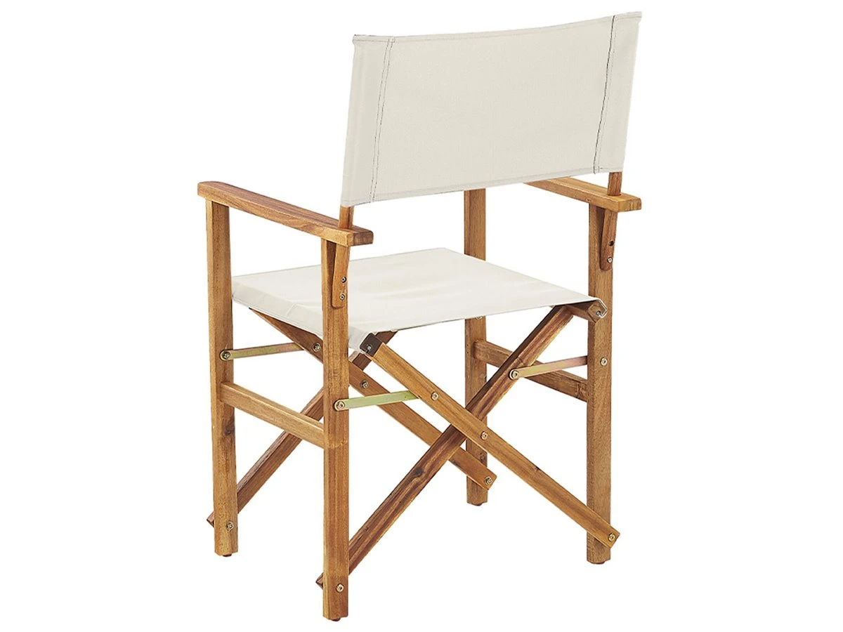 Conjunto De 2 Sillas De Jardín Madera Clara/blanco Crema Con Tela Verde/blanco/rosa CINE - Imagen 9