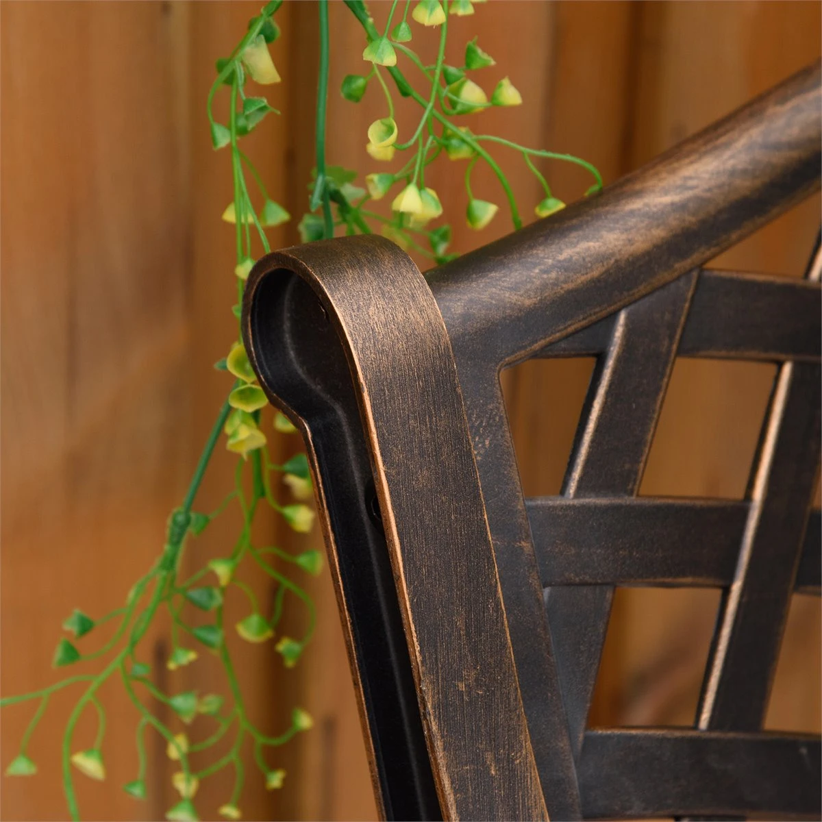 Outsunny Banco De Jardín De 2 Plazas De Aluminio Fundido Banco De Exterior Estilo Vintage Para Terraza Balcón Patio Carga 240 Kg 103x62x83 Cm Bronce - Imagen 8