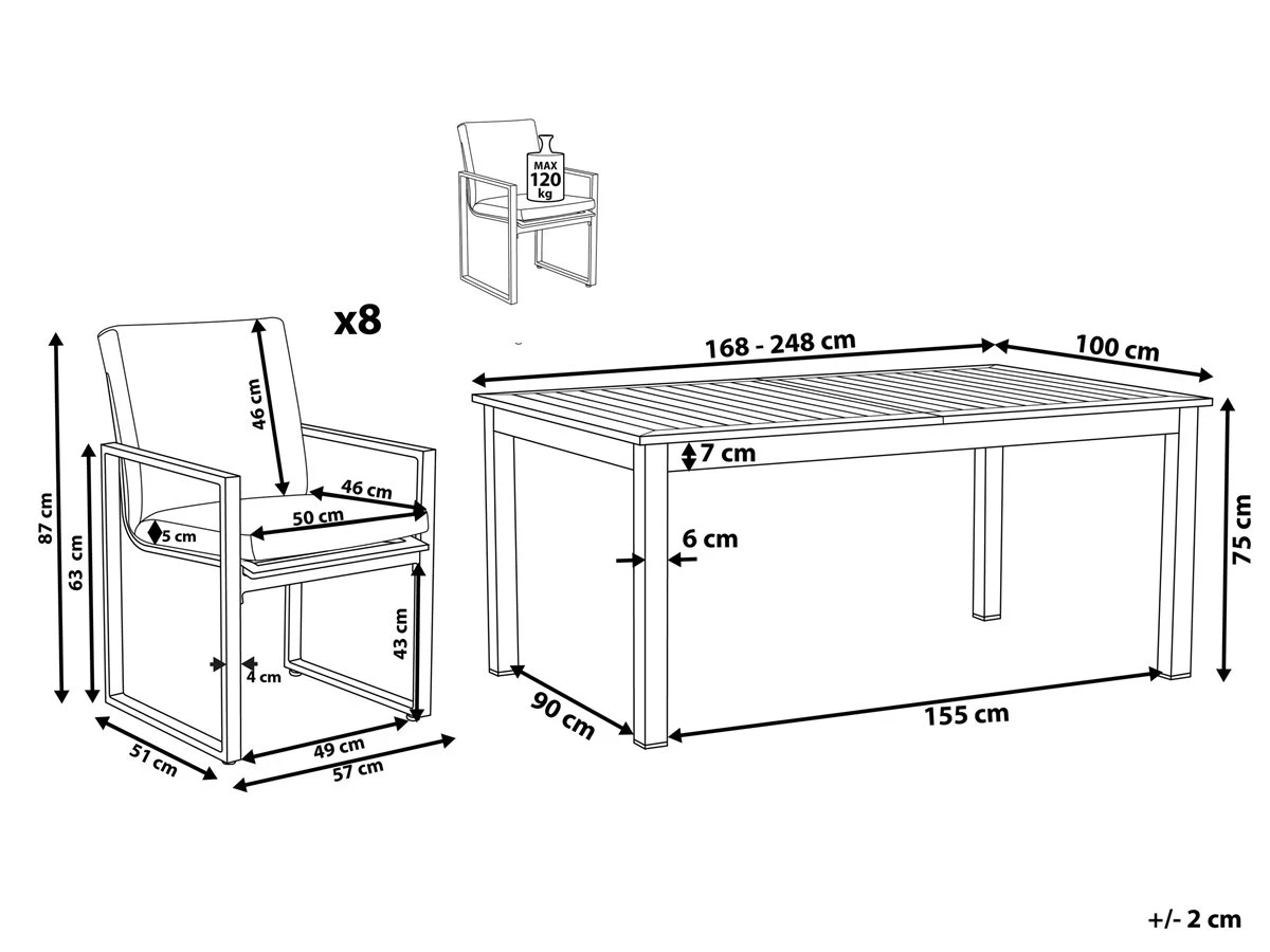 Conjunto De Jardín De Aluminio Para 8 Personas PANCOLE - Imagen 3
