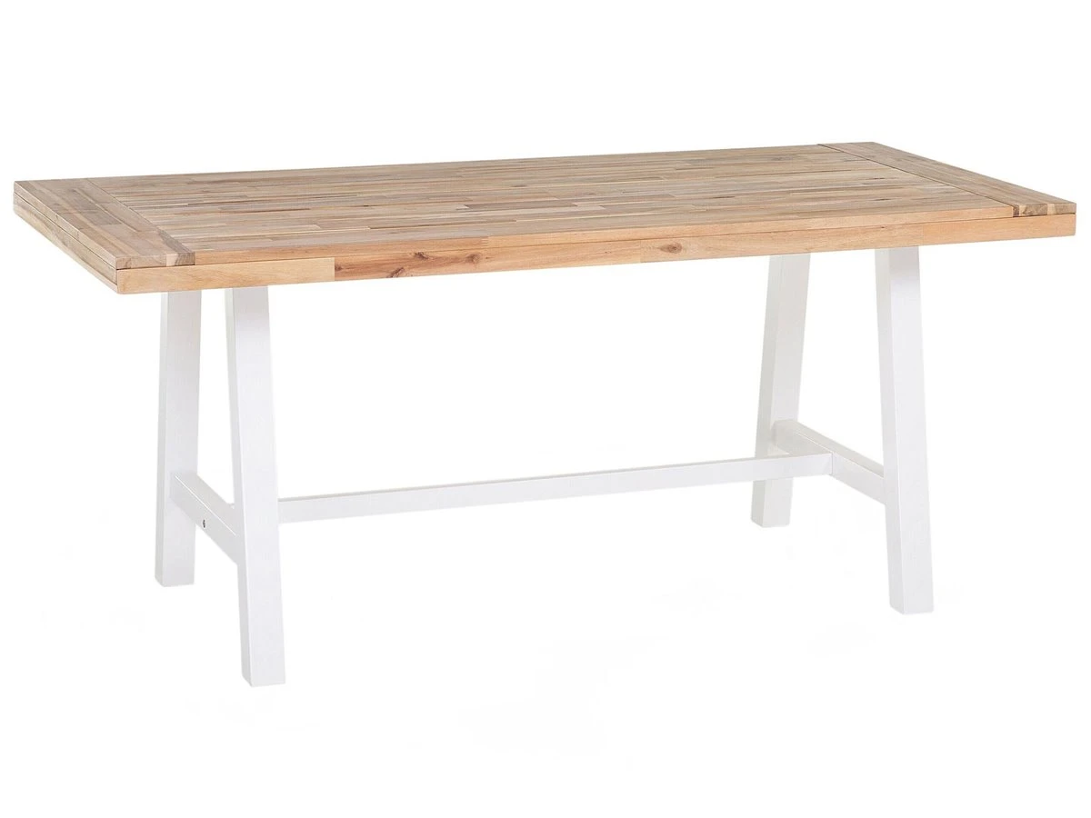 Mesa De Comedor De Madera De Acacia Clara/blanco 170 X 80 Cm SCANIA - Imagen 2