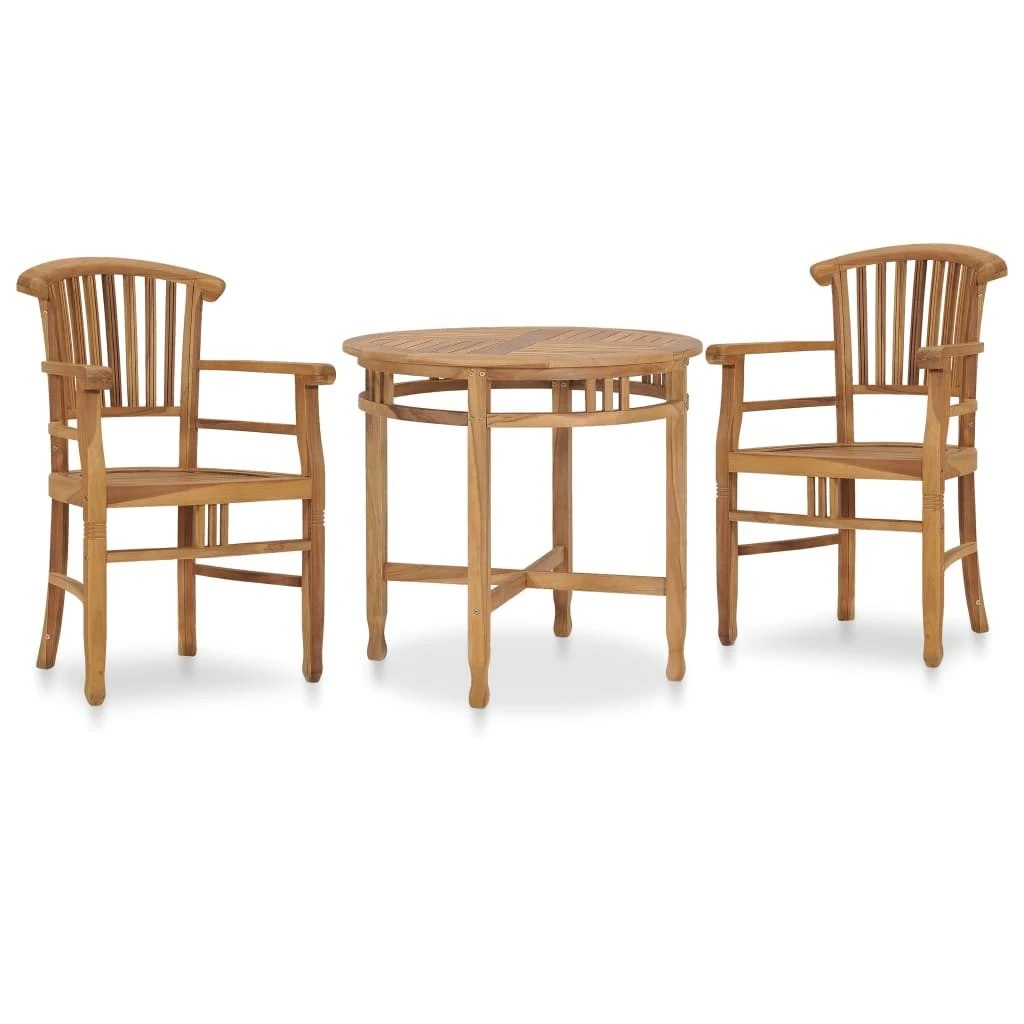 Conjunto De Comedor De Jardín 3 Piezas Madera Maciza De Teca VidaXL - Imagen 3