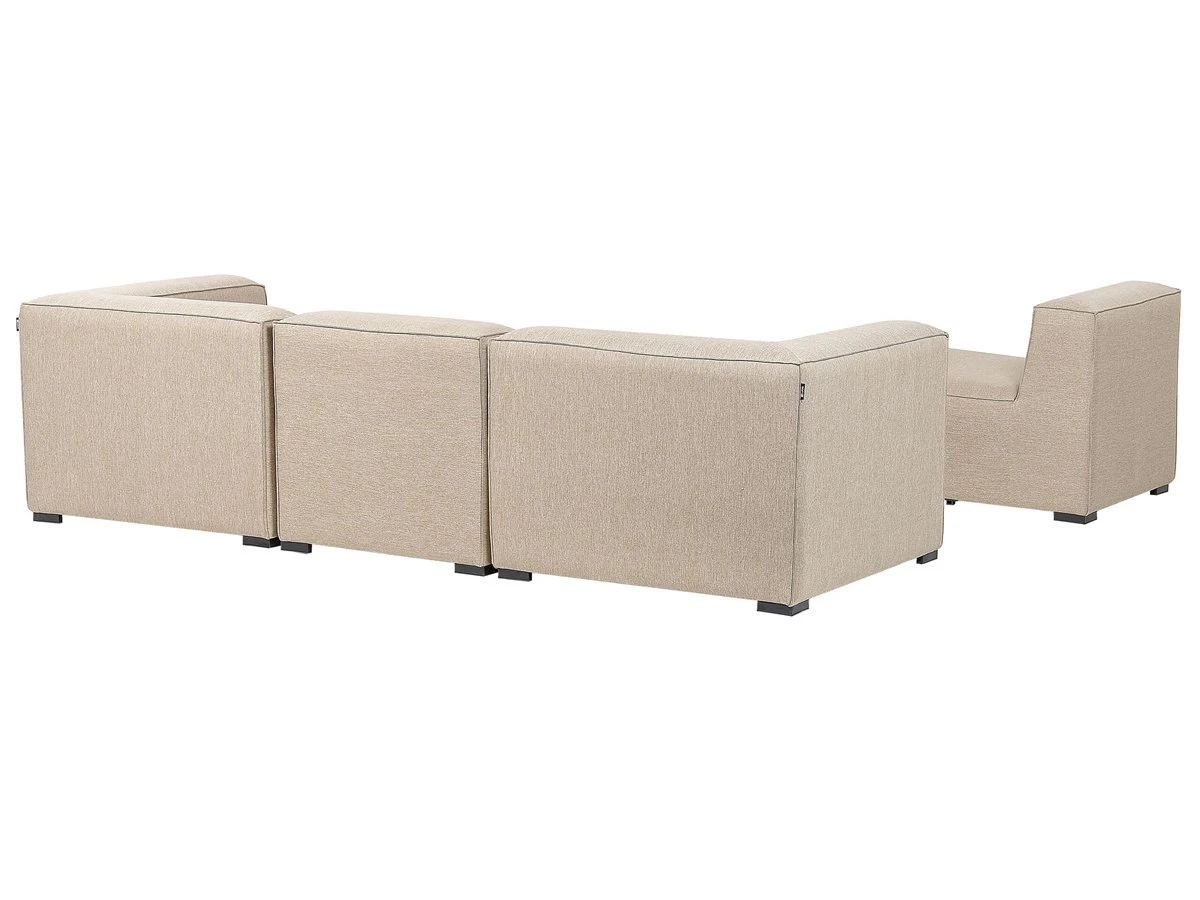 Sofá 4 Plazas Beige Arena/negro Con Reposapiés AREZZO - Imagen 11