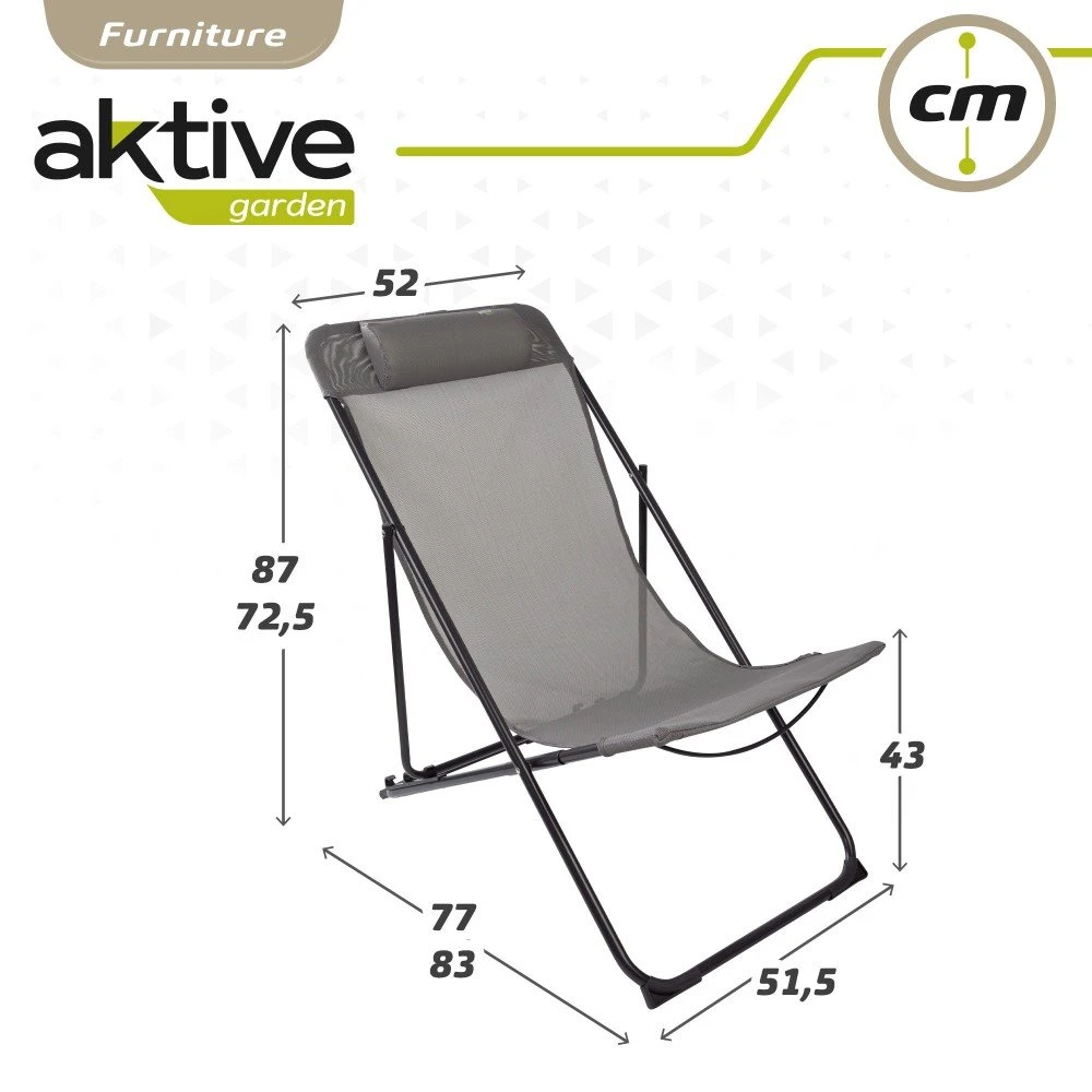 Silla Tumbona Plegable De Jardín Gris Con Asa Aktive - Imagen 4