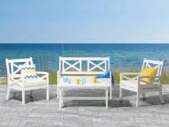 Mesa De Jardín De Madera De Acacia Blanca 100 X 55 Cm BALTIC