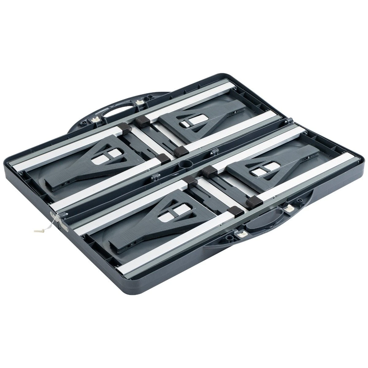 Outsunny Mesa Maleta De Camping Plegable Portátil 4 Asientos Y Agujero Sombrilla Estructura Aluminio Playa Picnic 136x84,5x66 Cm (Gris) - Imagen 10