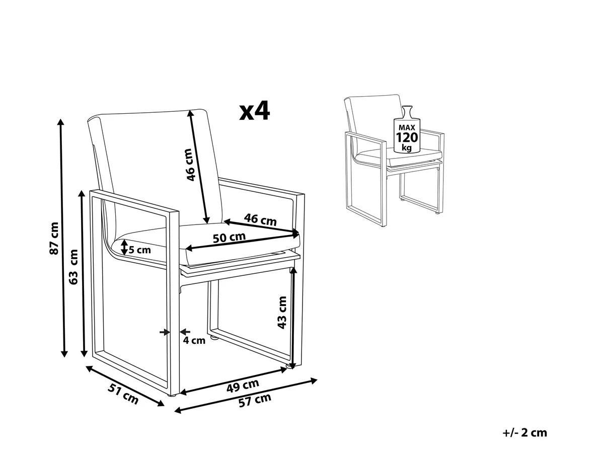 Conjunto De 4 Sillas De Jardín De Aluminio PANCOLE - Imagen 3