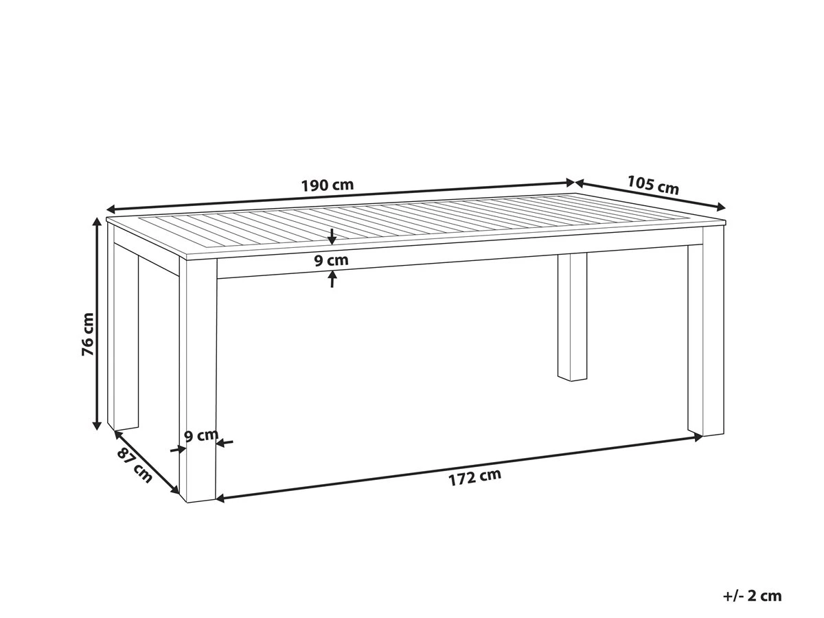Mesa De Comedor De Madera De Eucalipto Clara 190 X 105 Cm MONSANO - Imagen 3