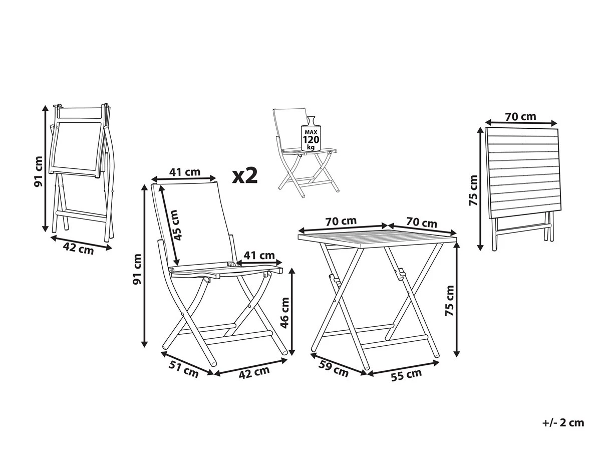 Conjunto De Balcón Blanco CAORLE - Imagen 3