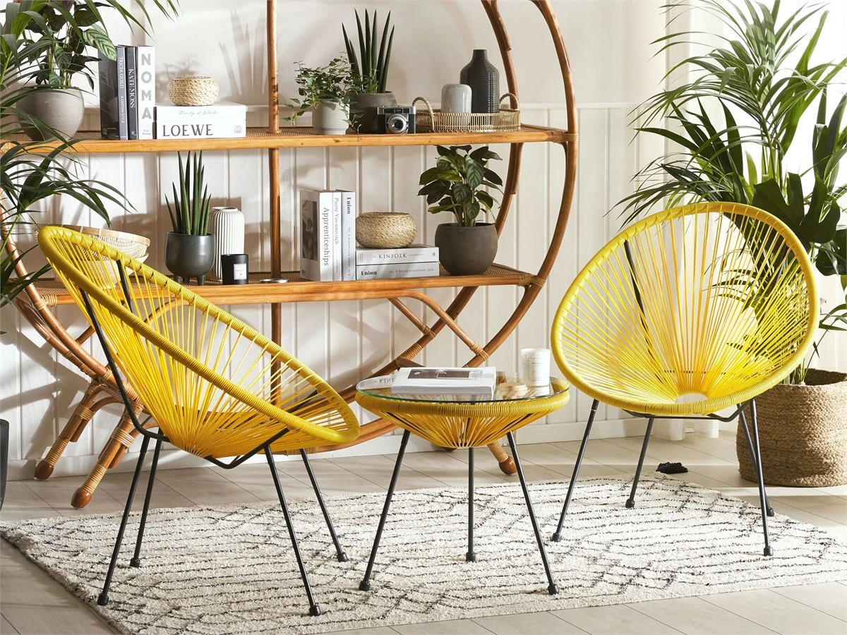 Conjunto De Balcón De Ratán Amarillo ACAPULCO II