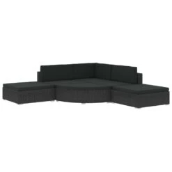 Set Muebles De Jardín Y Cojines 6 Piezas Ratán Sintético Negro VidaXL