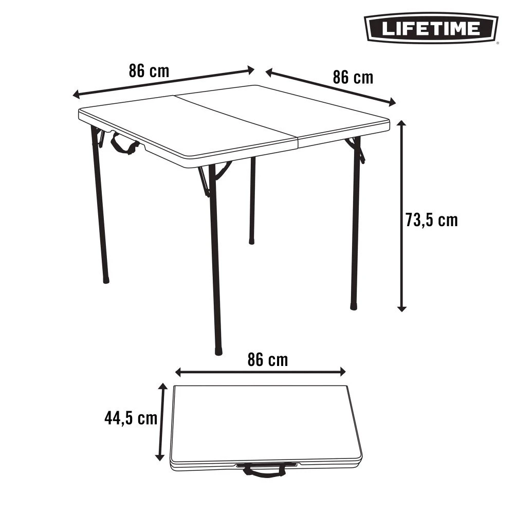 Mesa Cuadrada Plegable Blanco LIFETIME 94x94x74 Cm - Imagen 8