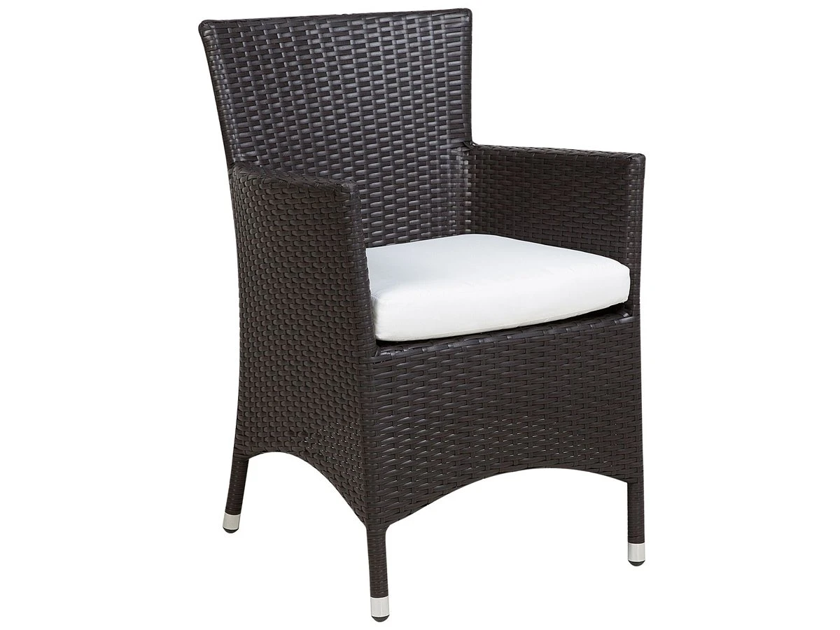 Conjunto De 2 Sillas De Jardín De Ratán Marrón Oscuro/blanco Crema ITALY - Imagen 4