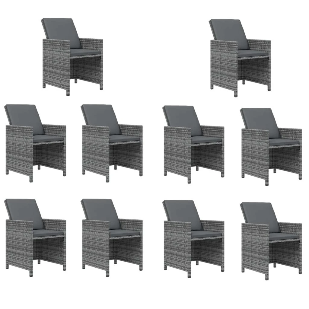 Set De Comedor Jardín 15 Pzas Con Cojines Ratán Sintético Gris VidaXL - Imagen 4
