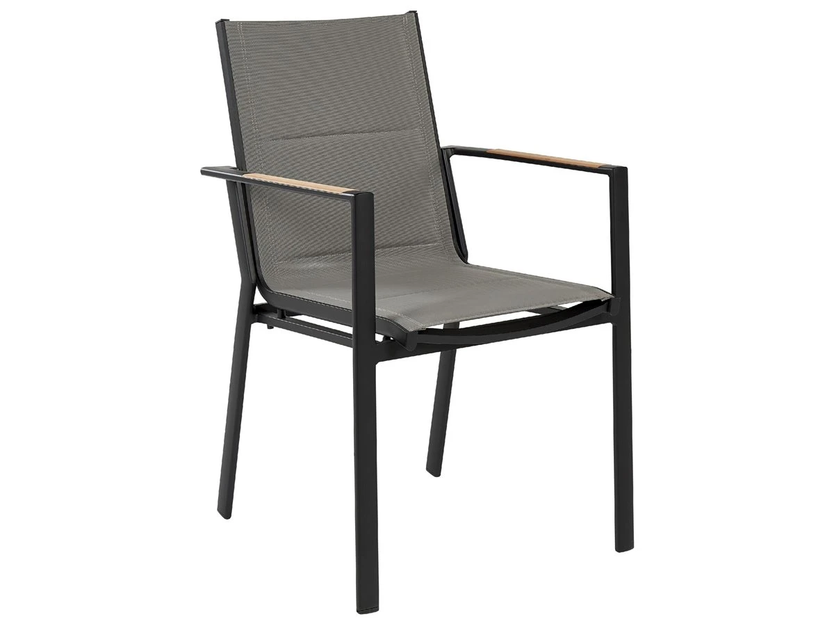 Conjunto De 6 Sillas De Jardín De Metal Negro/gris/madera Clara BUSSETO - Imagen 5