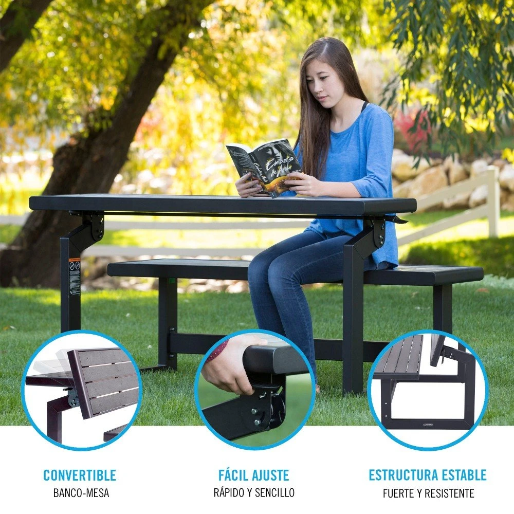 Banco Convertible En Mesa LIFETIME Color Gris - Imagen 3