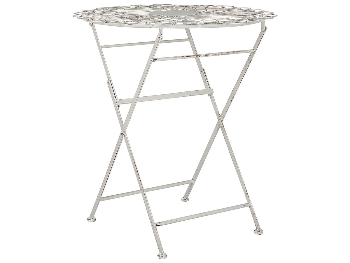 Mesa De Balcón De Metal Blanco Crema ø 70 Cm STIFFE - Imagen 2