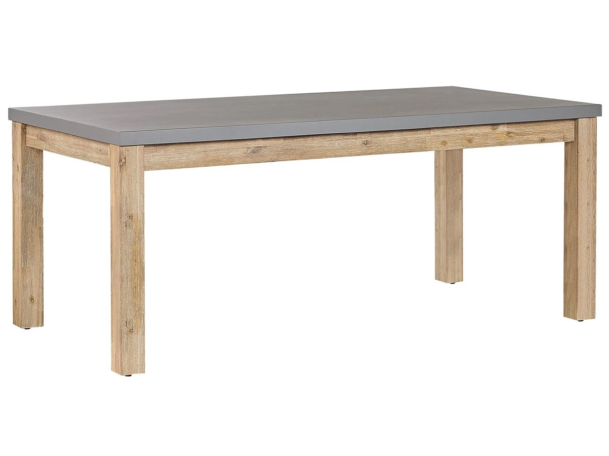 Conjunto De Jardín Mesa 2 Bancos Y 2 Taburetes De Cemento Reforzado Gris/madera Clara OSTUNI - Imagen 8