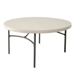 Mesa Redonda Patas Plegables Crema LIFETIME Ø152 X 74 Cm