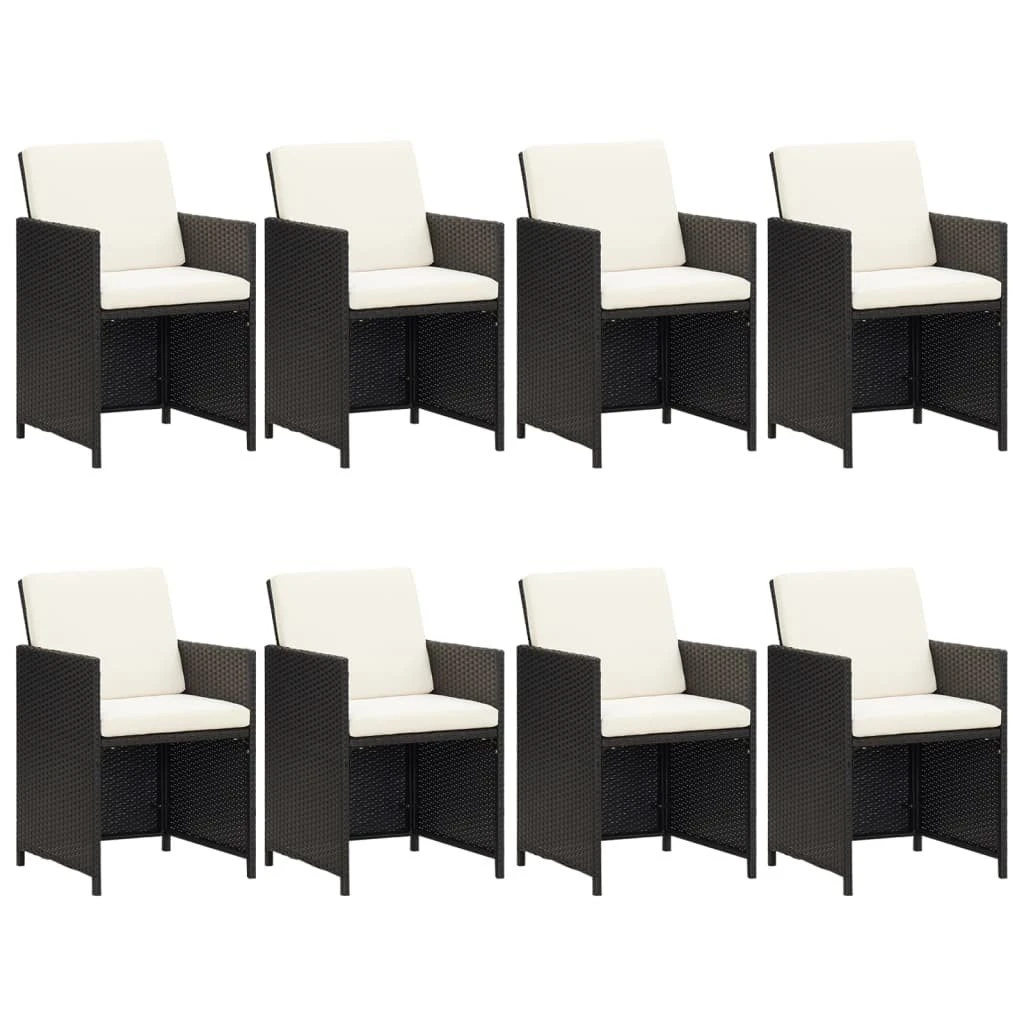 Set De Comedor Jardín 9 Pzas Con Cojines Ratán Sintético Negro VidaXL - Imagen 4