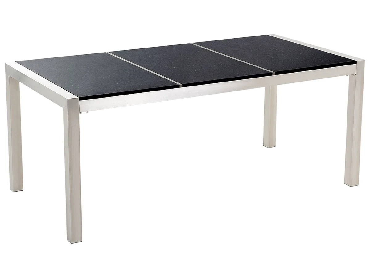 Mesa De Comedor De Metal/granito Plateado/negro 180 X 90 Cm GROSSETO - Imagen 2