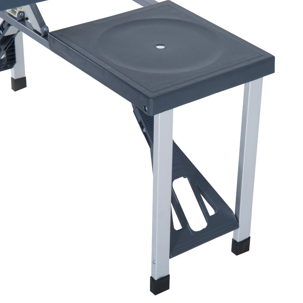 Outsunny Mesa Maleta De Camping Plegable Portátil 4 Asientos Y Agujero Sombrilla Estructura Aluminio Playa Picnic 136x84,5x66 Cm (Gris) - Imagen 9