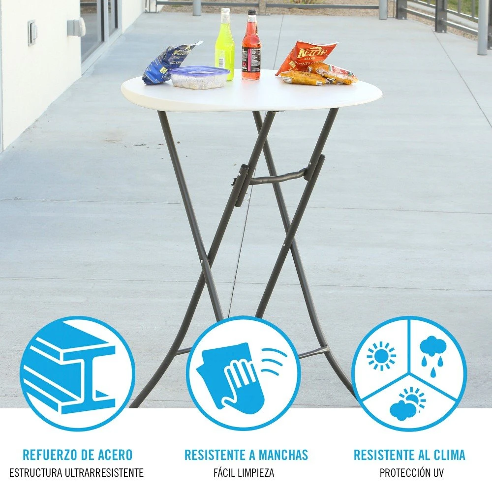 Mesa Redonda Plegable Cocktail LIFETIME Ø84 X 110 Cm - Imagen 4