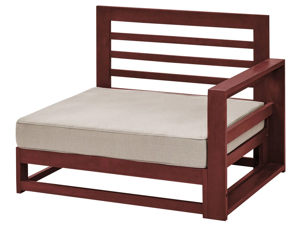 Conjunto De Sala De Estar Esquinero 4 Plazas De Madera De Acacia Oscura/rojo Oscuro Izquierdo TIMOR II - Imagen 8