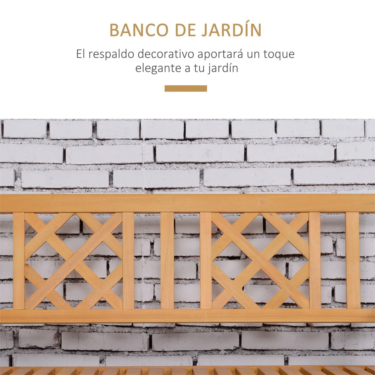 Outsunny Banco De Jardín Plegable De Madera Banco De 2 Plazas Exterior 120,5x55,5x90,2 Cm Con Asiento De Listones Y Reposabrazos Para Terraza Balcón Patio Natural - Imagen 4