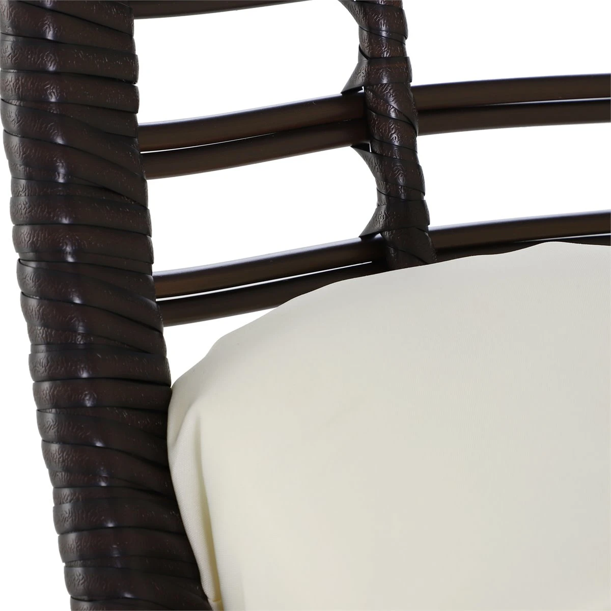 Outsunny Sillón De Ratán Balcón En Forma De Lágrima Con Cojín Acolchado De Algodón PP Estilo Moderno Para Exterior E Interior Carga 160 Kg 101x89x156 Cm Marrón Y Crema - Imagen 3