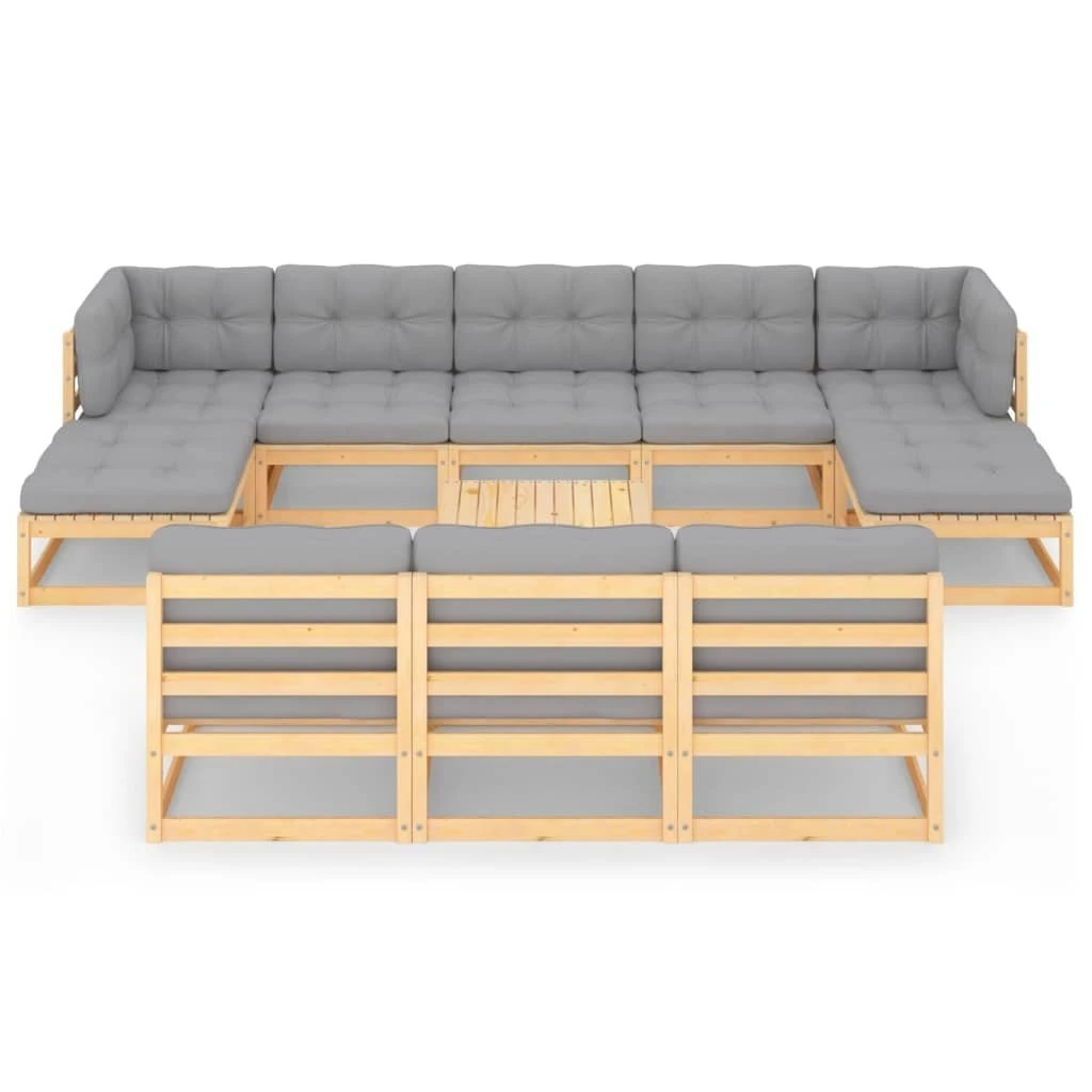 Juego De Muebles De Jardín 11 Pzas Y Cojines Madera Pino Maciza VidaXL - Imagen 2