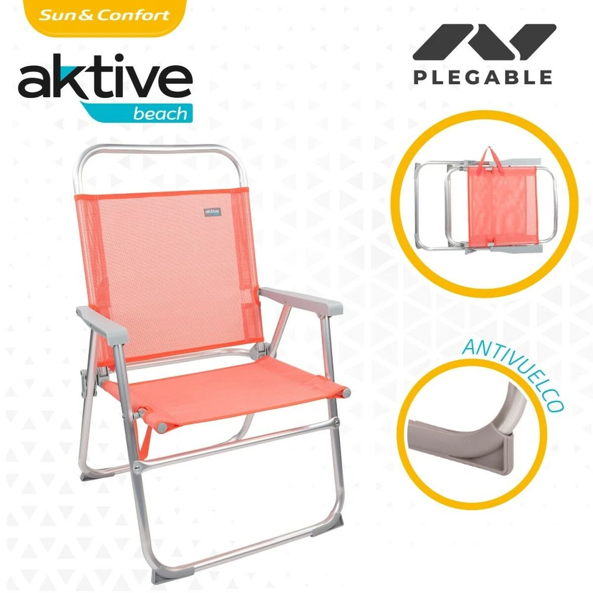 Silla Plegable Aktive Flamingo Coral 48 X 88 X 50 Cm (4 Unidades) - Imagen 4