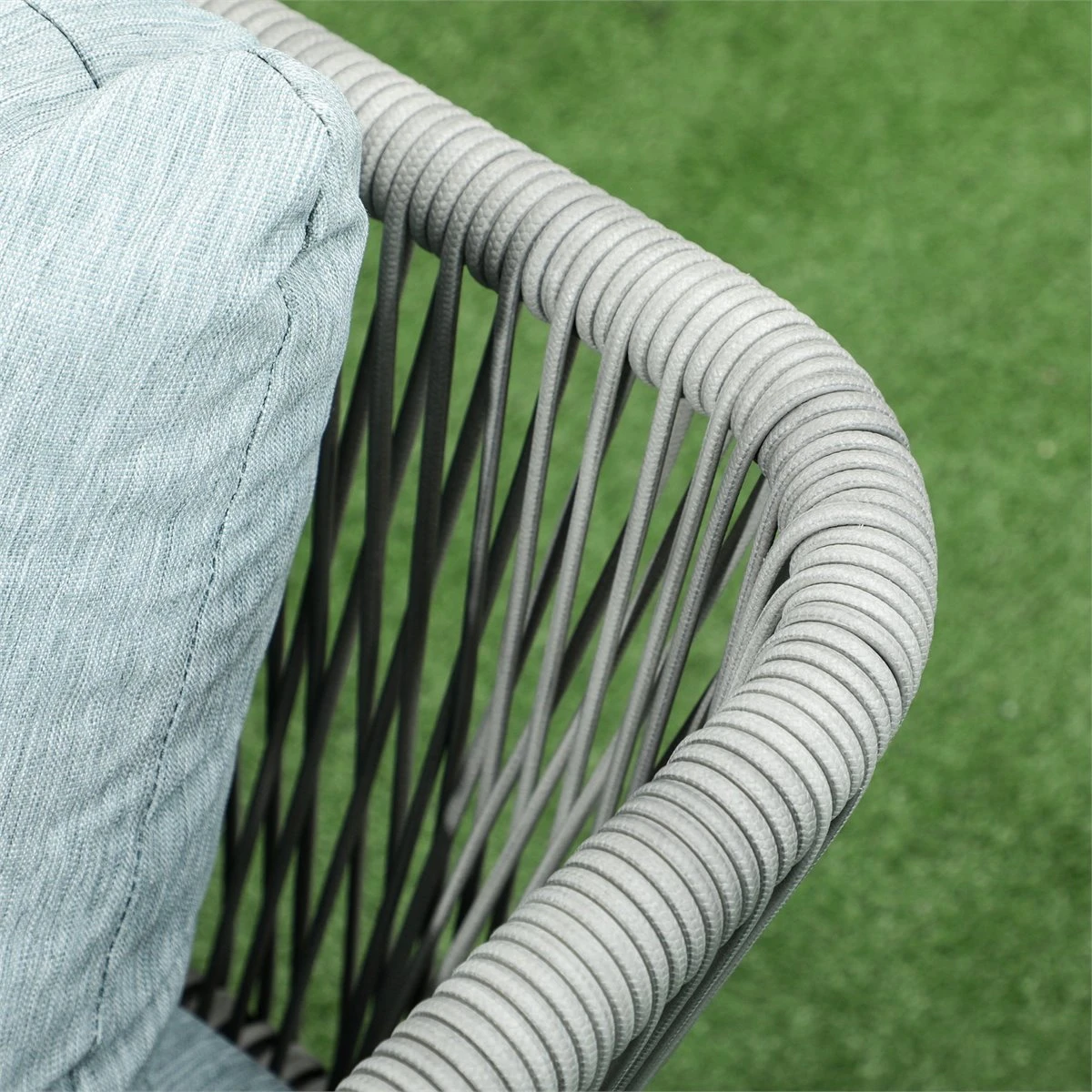 Outsunny Conjunto De Muebles De Ratán 4 Piezas Set De Muebles De Jardín 2 Sofá De 2 Plazas Sofá De Esquina Mesa De Centro Con 6 Cojines Acolchados Y Marco De Aluminio Para Terraza Patio Gris - Imagen 9