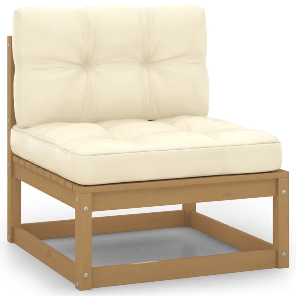 Set De Muebles De Jardín 10 Pzs Cojines Madera Pino Marrón Miel VidaXL - Imagen 5