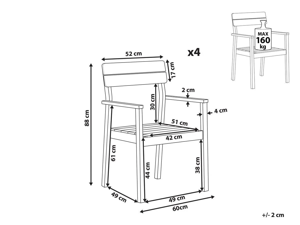 Conjunto De 4 Sillas De Madera De Acacia Clara FORNELLI - Imagen 3