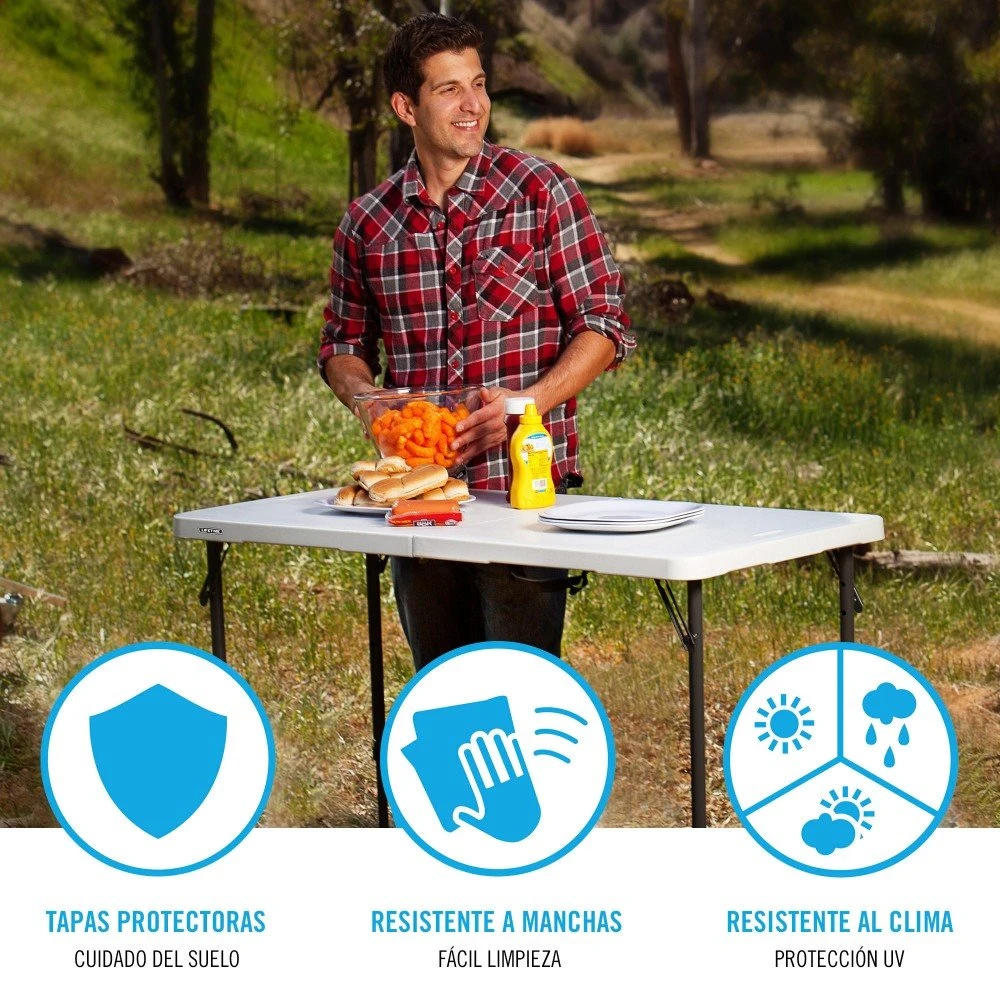 Mesa Plegable Ajustable En Altura Blanco LIFETIME 122 X 61 X 56-91 Cm - Imagen 4