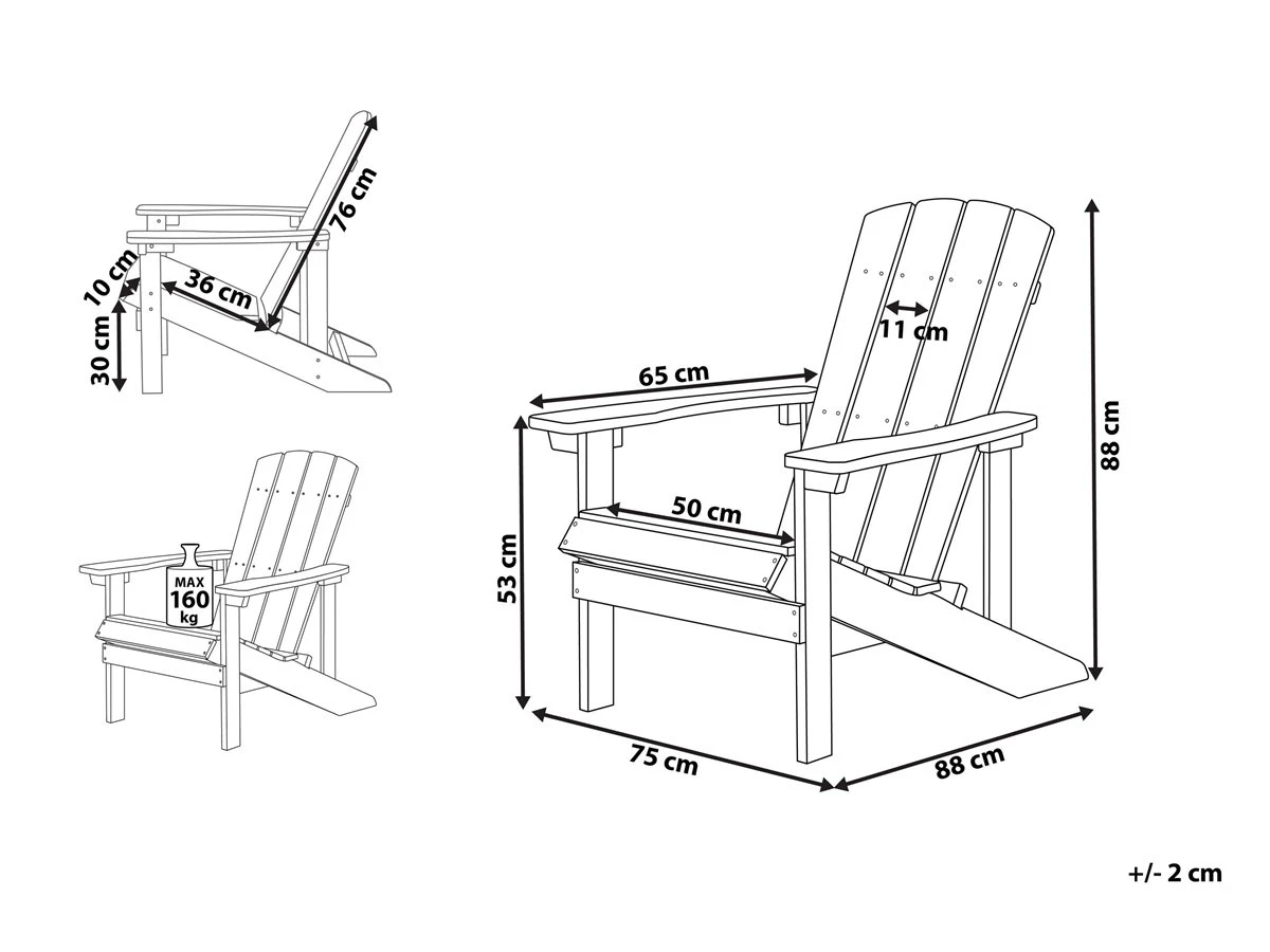 Silla De Jardín Blanca ADIRONDACK - Imagen 3