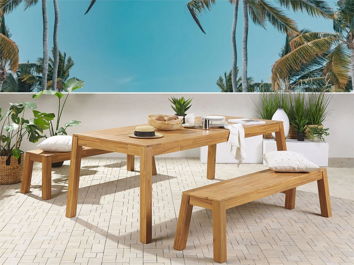 Mesa De Jardín De Madera De Acacia Clara 210 X 90 Cm LIVORNO