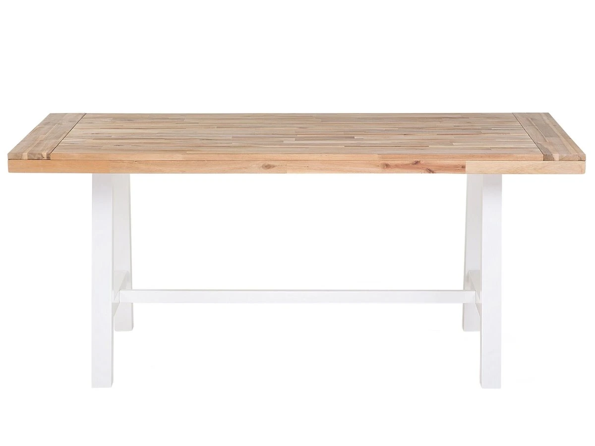 Mesa De Comedor De Madera De Acacia Clara/blanco 170 X 80 Cm SCANIA - Imagen 6