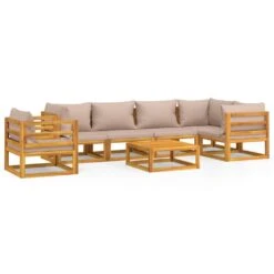 Set Muebles De Jardín 7 Pzasy Cojines VidaXL