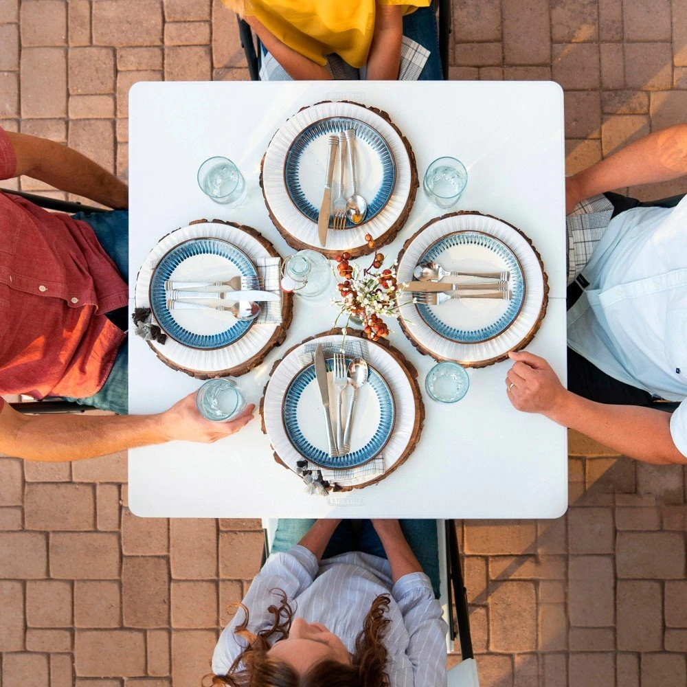 Mesa Cuadrada Plegable Blanco LIFETIME 94x94x74 Cm - Imagen 6