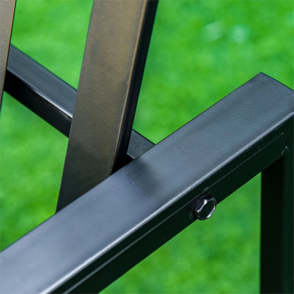 Outsunny Banco De Jardín De 2 Plazas Metal Con Respaldo Alto Y Reposabrazos Para Exterior Parque Patio Terraza Estilo Rústico Carga Máx. 220 Kg 108x63x80,5 Cm Negro - Imagen 8