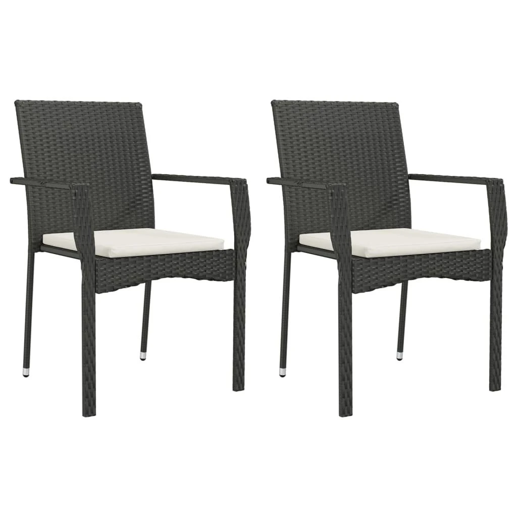 Set Comedor De Jardín 3 Pzas Con Cojines Ratán Sintético Negro VidaXL - Imagen 4