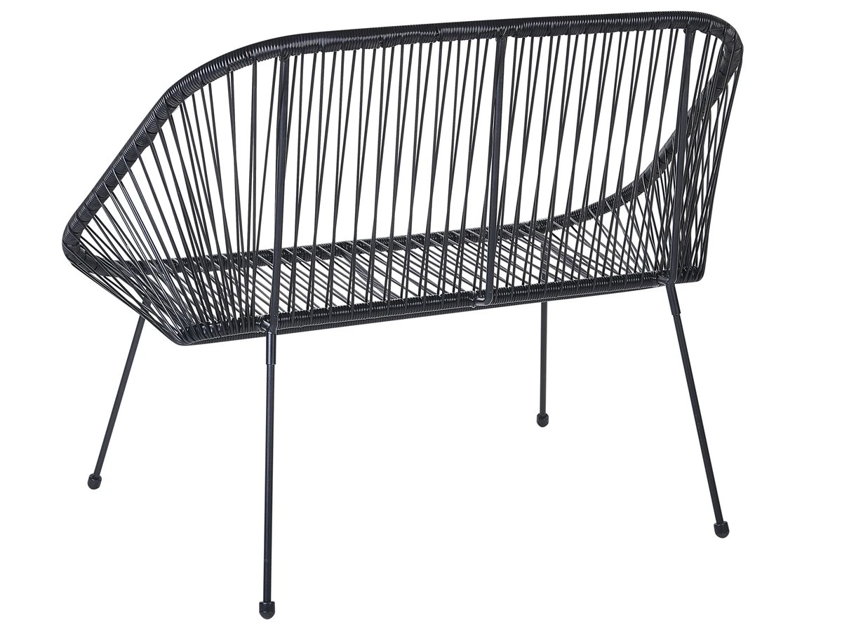 Banco De Jardín 2 Plazas De Ratán Negro ACAPULCO - Imagen 6