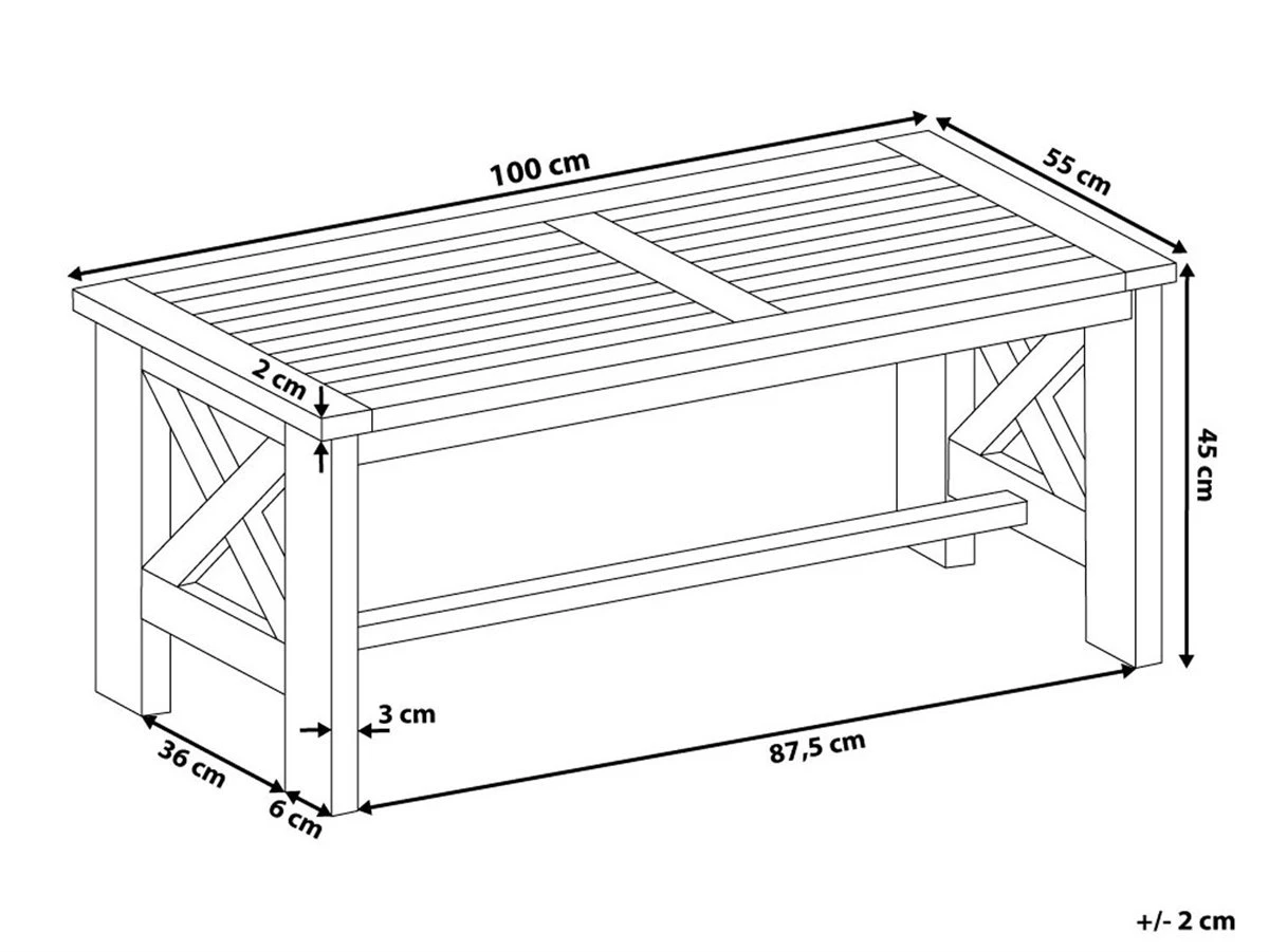 Mesa De Jardín De Madera De Acacia Blanca 100 X 55 Cm BALTIC - Imagen 3