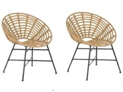 Conjunto De 2 Sillas De Jardín De Ratán Beige/natural/negro ACERRA
