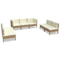 Muebles De Jardín 7 Piezas Cojines Madera Maciza De Pino VidaXL