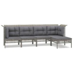 Set De Muebles De Jardín 5 Pzas Y Cojines Ratán Sintético Gris VidaXL