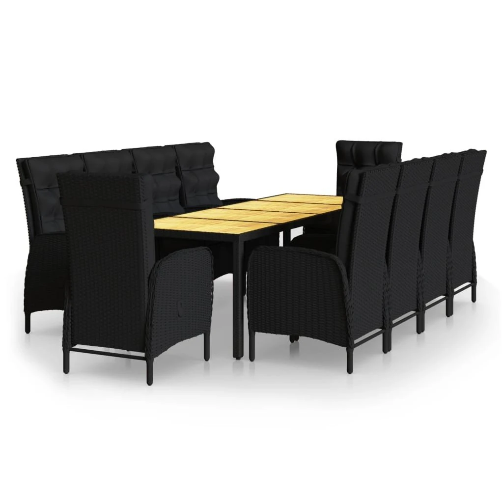 Set De Comedor De Jardín 11 Piezas Ratán Sintético Negro VidaXL - Imagen 2